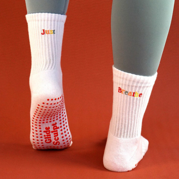 3 Pairs Non-Slip Sports Grip Embroidered Pilates Socks Test Sample
